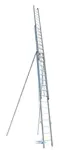 Aluminum rope operated extension ladder 3-part, with additional safety stabilisers, max. h-12,24m